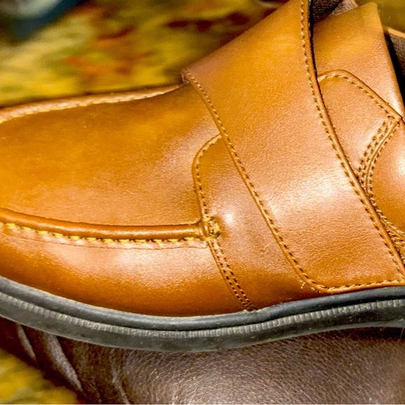 Mens Hush Puppies Bloke Brown Leather Extra Wide Slip On Work Dress Shoes